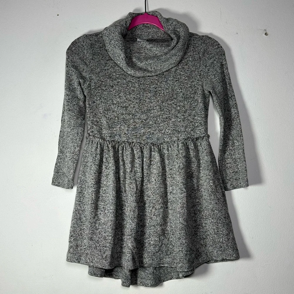 Old Navy Toddler Charcoal Grey‎ Heathered Cowl Neck Knit Skater Dress Size 3T